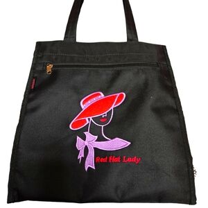 `RH25751 Black Red Hat Lady Tote